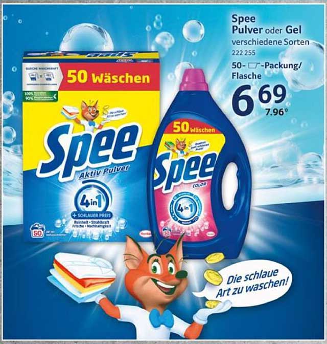 Spee Pulver oder Gel verschiedene Sorten 50 Wäschen
