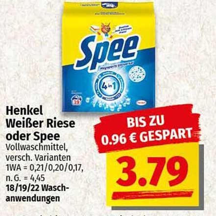 Spee Vollwaschmittel – 4 in 1, verschiedene Varianten