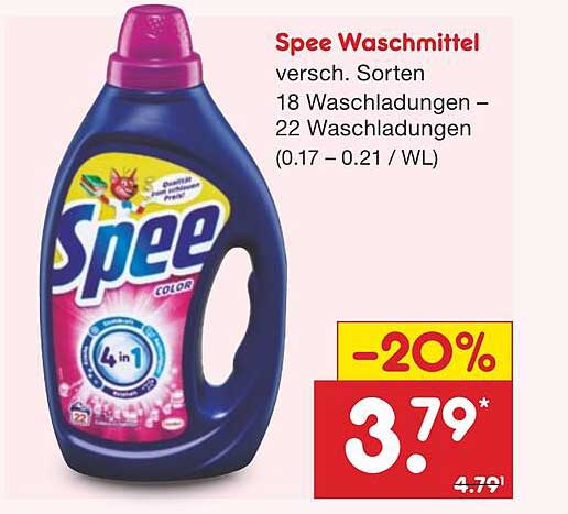 Spee Waschmittel verschiedene Sorten 18 Waschladungen – 22 Waschladungen