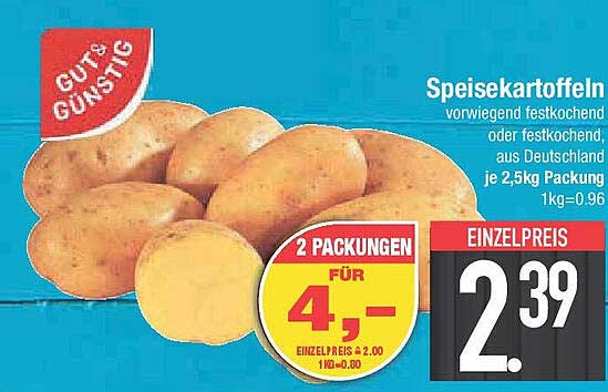 Speisekartoffeln 2,5kg Packung - Vorwiegend festkochend oder festkochend aus Deutschland