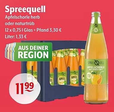 Spreequell Apfelschorle herb oder naturtrüb - 12 x 0,75 l