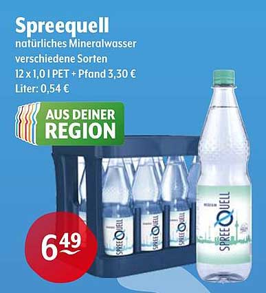Spreequell natürliches Mineralwasser 12 x 1,0 l PET