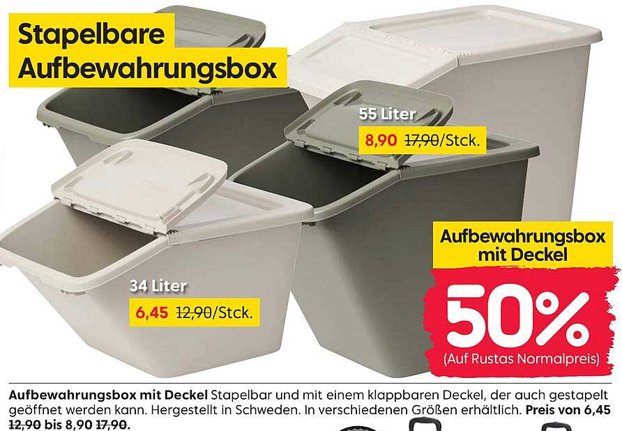 Stapelbare Aufbewahrungsbox mit Deckel