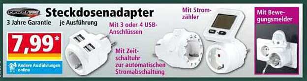 Steckdosenadapter mit USB-Anschlüssen und Zeitsteuerung