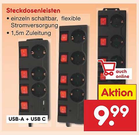 Steckdosenleisten mit USB-A und USB-C