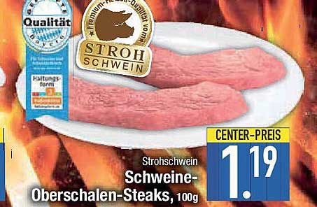 Strohschwein Schweine-Oberschalen-Steaks, 100g