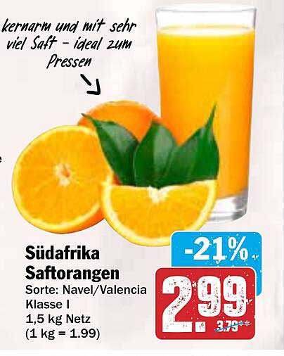 Südafrika Saftorangen 1,5 kg Netz, Klasse I