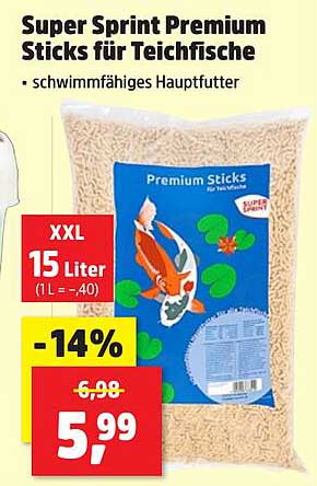 Super Sprint Premium Sticks für Teichfische - 15 Liter