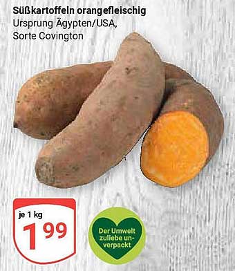 Süßkartoffeln orangefleischig, Ursprung Ägypten/USA, Sorte Covington