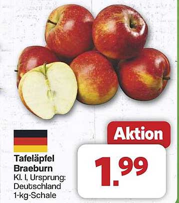 Tafeläpfel Braeburn 1-kg-Schale – frisch und knackig!