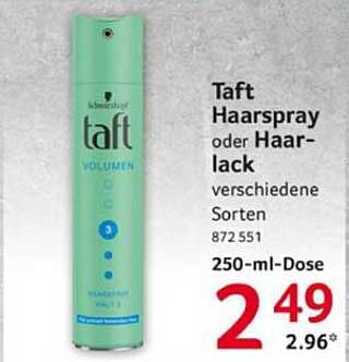 Taft Haarspray oder Haarspray-Lack 250-ml-Dose