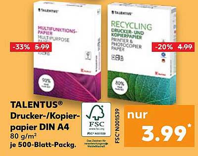 TALENTUS® Drucker-/Kopierpapier DIN A4 500-Blatt-Pack.