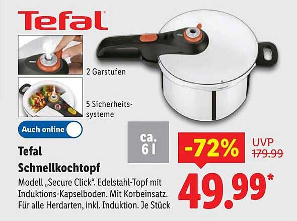 Tefal Schnellkochtopf 6 l - Modell „Secure Click“