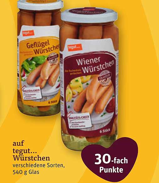 tegut... Würstchen verschiedene Sorten, 540 g Glas