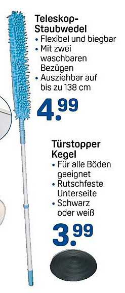 Teleskop-Staubwedel und Türstopper Kegel