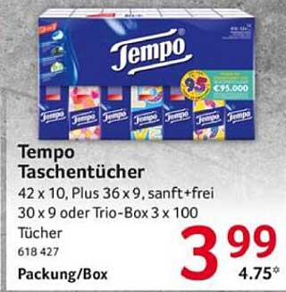 Tempo Taschentücher - 42 x 10, Plus 36 x 9, sanft+frei
