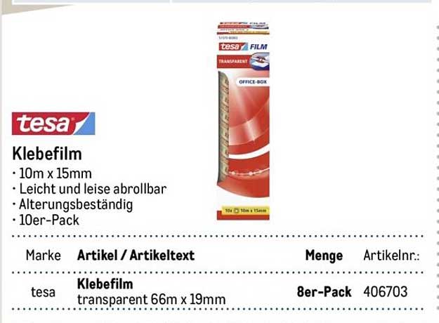 tesa Klebefilm – 10m x 15mm im 10er-Pack