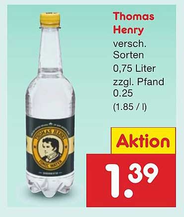 Thomas Henry 0,75 Liter - verschiedene Sorten