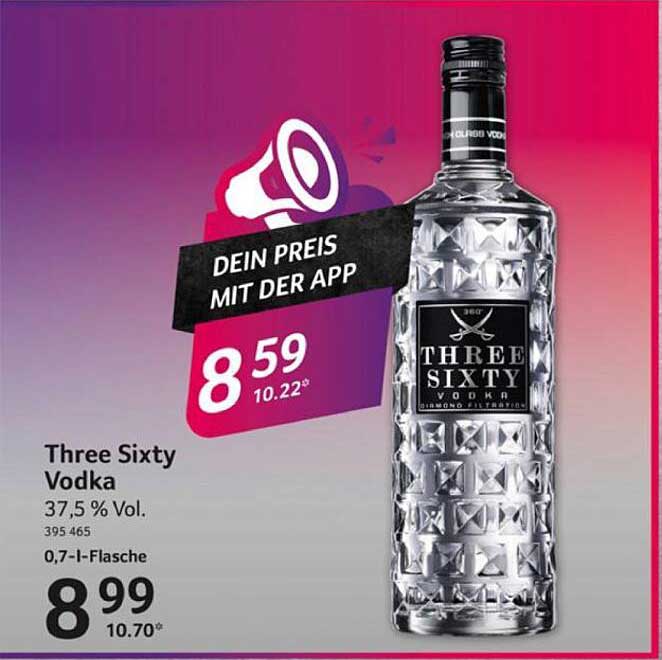 Three Sixty Vodka 0,7 l Flasche