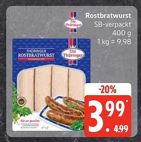 Thüringer Rostbratwurst SB-verpackt 400 g