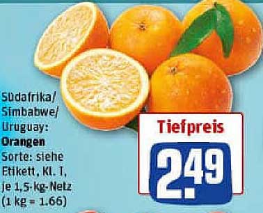 Tiefpreis auf Orangen aus Südafrika, Simbabwe und Uruguay