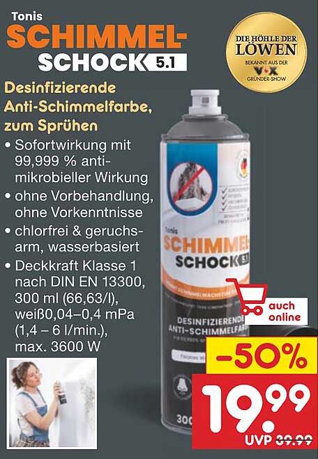 Tonis Schimmel-Schock 5.1 - Desinfizierende Anti-Schimmel-Farbe zum Sprühen