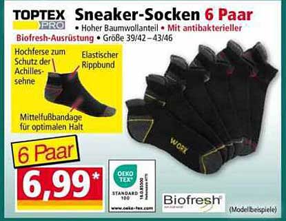 TOPTEX PRO Sneaker-Socken 6 Paar