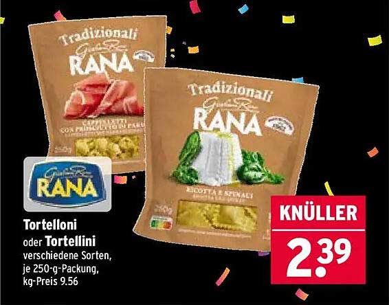Tortelloni oder Tortellini – verschiedene Sorten, 250-g-Packung