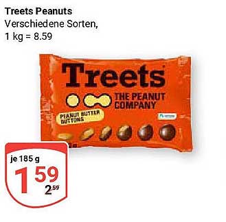Treets Peanuts - Verschiedene Sorten, 185 g für nur 1,59 €