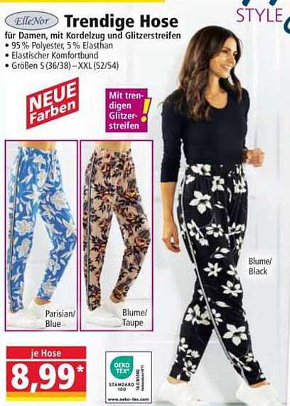 Trendige Hose für Damen mit Kordelzug und Glitzerstreifen