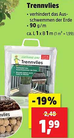 Trennvlies - verhindert das Auswaschen der Erde