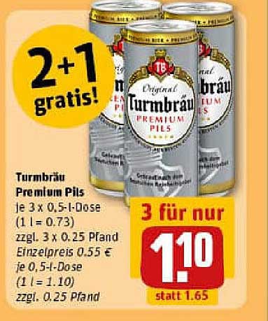 Turmbräu Premium Pils – 2+1 gratis Aktion