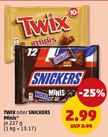 TWIX oder SNICKERS Minis 227 g - Nur 2,99 €