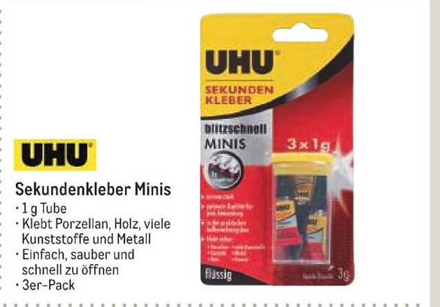 UHU Sekundenkleber Minis 3er-Pack