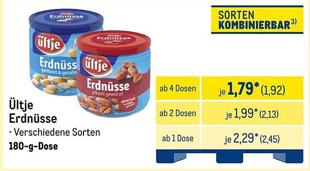 Ültje Erdnüsse – verschiedene Sorten, 180-g-Dose
