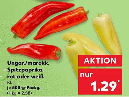 Ungarische Spitzpaprika, rot oder weiß - Aktion nur 1,29€