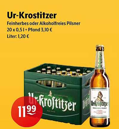 Ur-Krostitzer – Feinhérbes oder Alkoholfreies Pilsner 20 x 0,5 l + Pfand 3,10 €