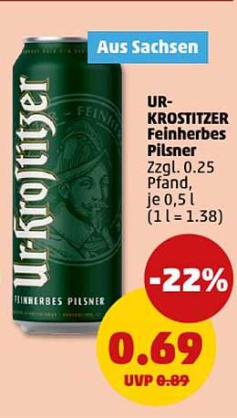 UR-KROSTITZER Feinhopfer Pilsner, je 0,5 l