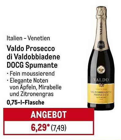 Valdo Prosecco di Valdobbiadene DOCG Spumante 0,75-l-Flasche