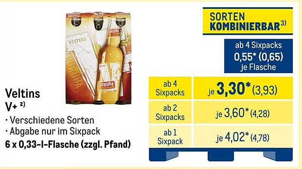 Veltins Bier - 6 x 0,33-l-Flasche im Sixpack