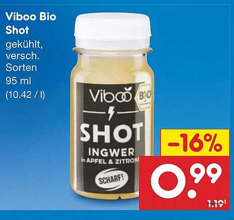 Viboo Bio Shot Ingwer in Apfel & Zitrone 95 ml