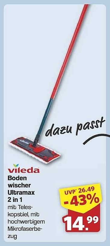 Vileda Bodenwischer Ultramax 2 in 1 mit Teleskopstiel