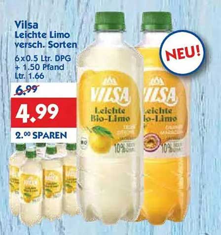Vilsa Leichte Limo verschieden Sorten 6x0,5 Ltr.