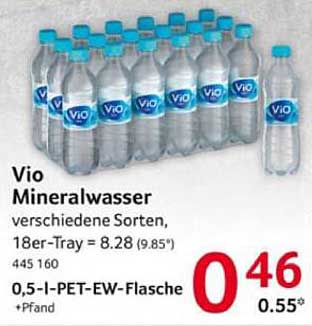 Vio Mineralwasser, 0,5 l - 18er Tray für nur 0,46 € pro Flasche