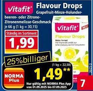 Vitafit Flavour Drops - Grapefruit-Minze-Holunder 66g