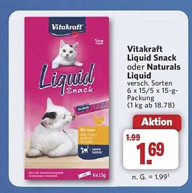 Vitakraft Liquid Snack oder Naturals Liquid 6 x 15 g