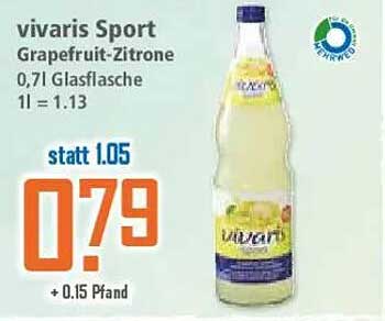 vivaris Sport Grapefruit-Zitrone 0,7l Glasflasche