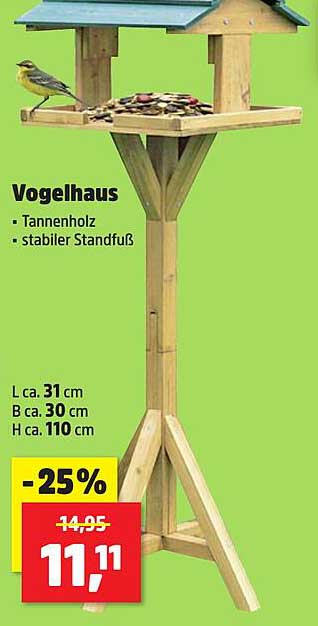 Vogelhaus aus Tannenholz mit stabilem Standfuß