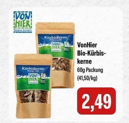 VonHier Bio-Kürbiskerne 60g Packung