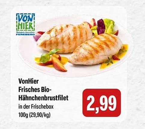 VonHier Frisches Bio-Hähnchenbrustfilet in der Frischebox